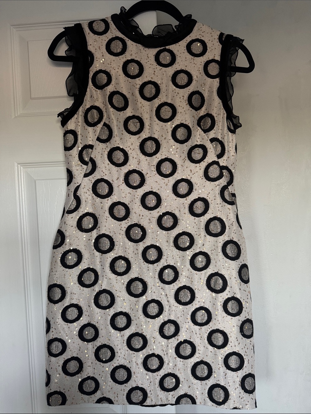Sequin Polka Dot Party Dress in Black and Gold